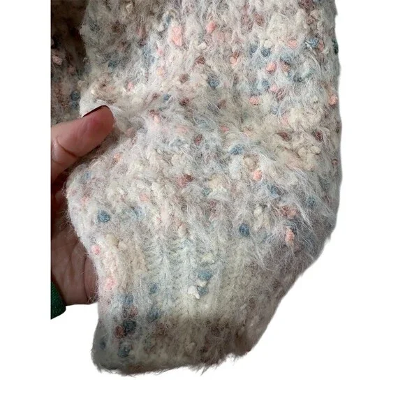 Lush Sweater Womens M Pink Ivory Pastel Speckled Crewneck Pullover Cozy - Picture 6 of 11